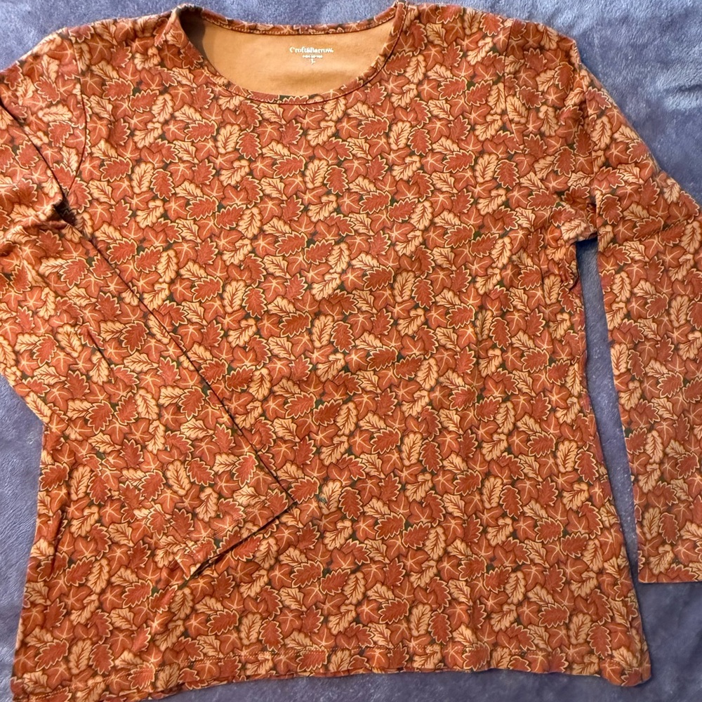 Coldwater Creek Autumn Leaf Print Blouse